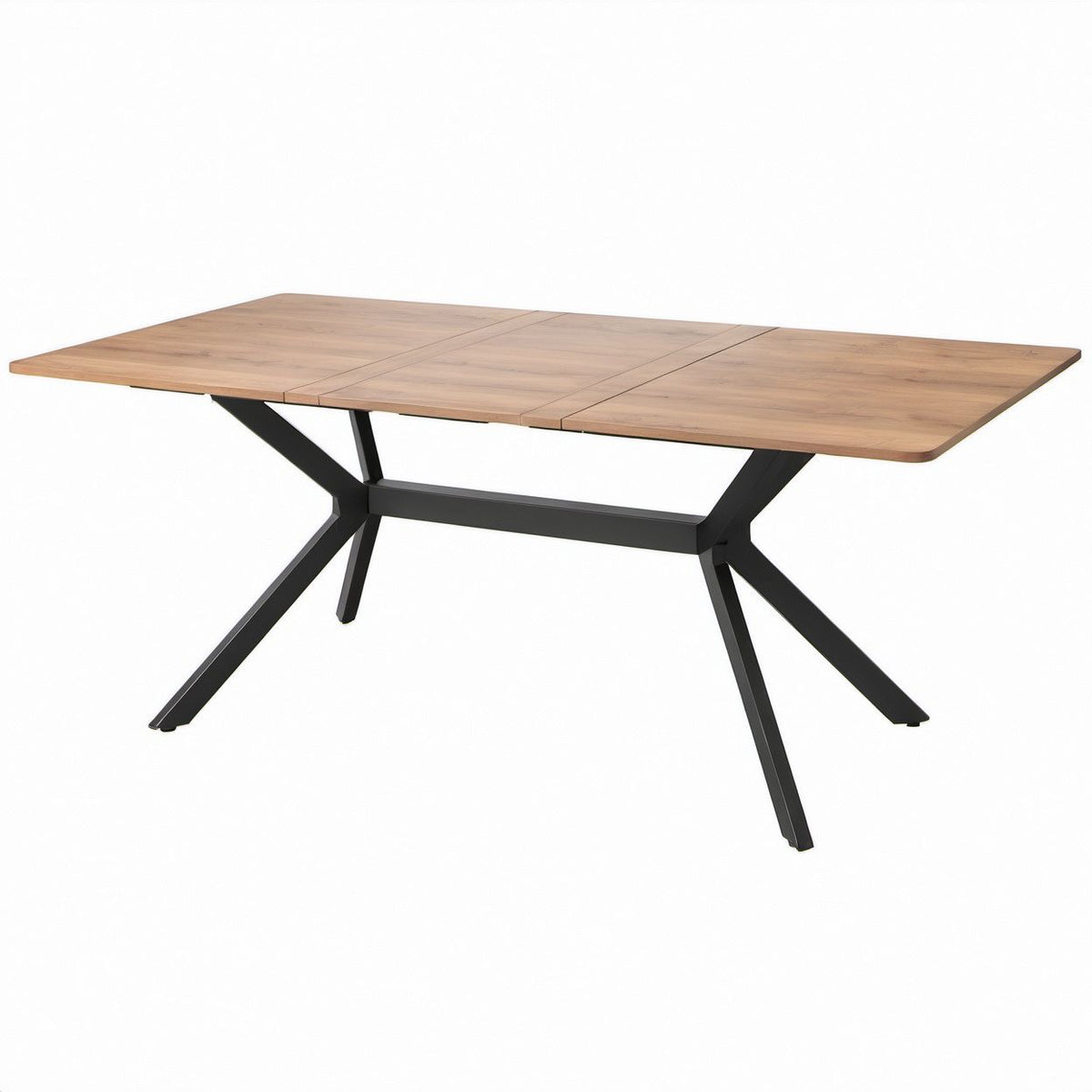 Ausziehbarer rechteckiger Esstisch in Eichefarben/Schwarz, 160–200 x 90 x 76 cm