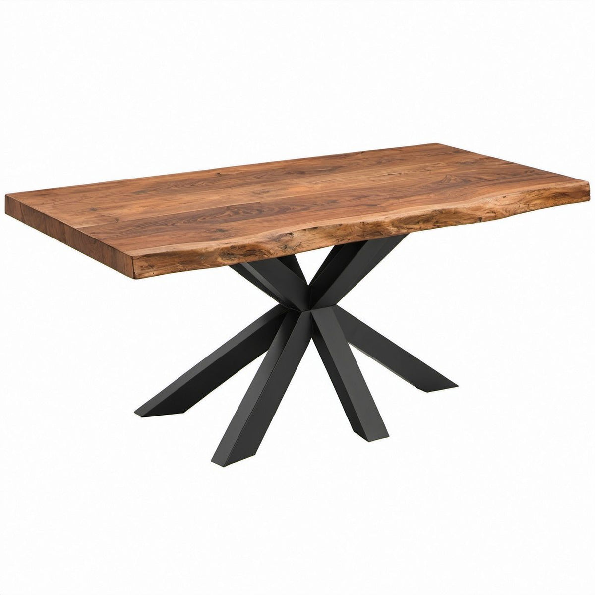 Rechteckiger Esstisch aus Akazien-Massivholz Naturbraun/Schwarz, 200 x 100 x 76 cm