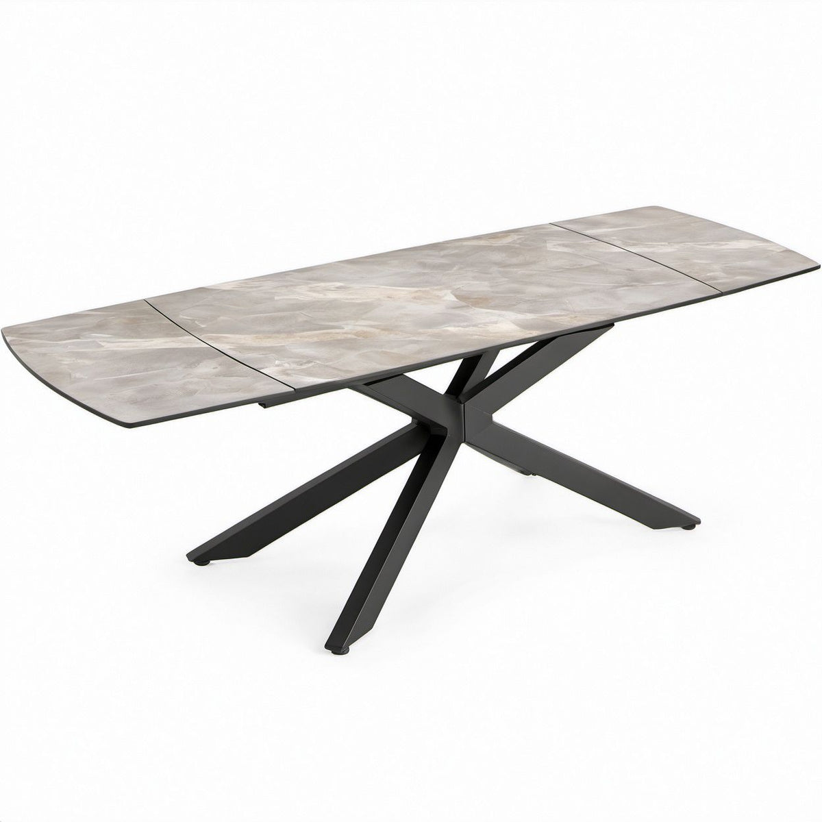 Ausziehbarer Esstisch aus Keramik in Grau/Schwarz, 160–240 x 90 x 76 cm